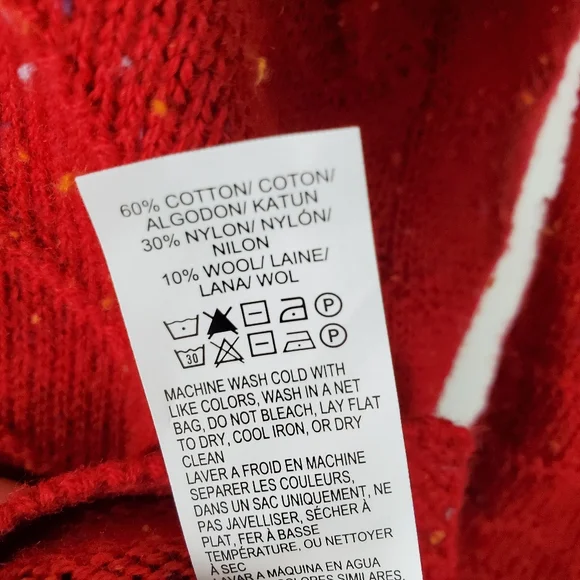 Lucky Brand Sweater Zig Zag Confetti Red Boho Speckled Spring Fall Quirky - Picture 9 of 10